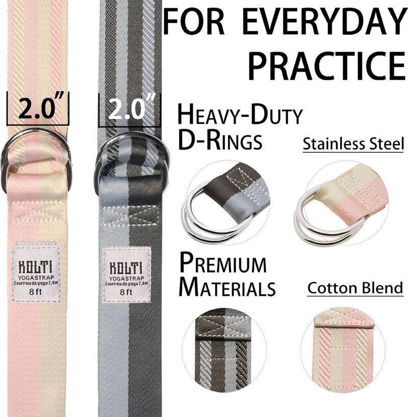 Kolti Yoga Exercise Adjustable Straps 8FT with Durable D-Ring for Pilates & Gym Workouts | Hold Poses, Stretch, Improve Flexibility & Maintain Balance - Image 3